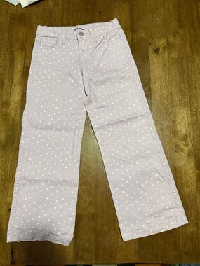 art class Lavender Wide-Leg Pants with White Heart Print